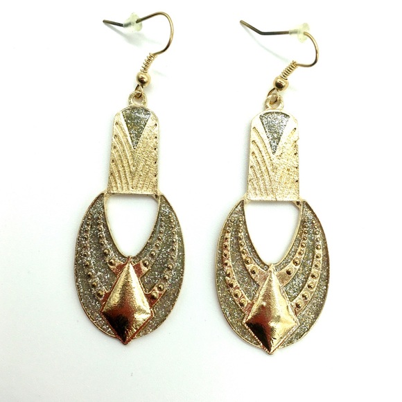 Goddess Gold Hanging Earrings w/ Accents - Picture 3 of 5